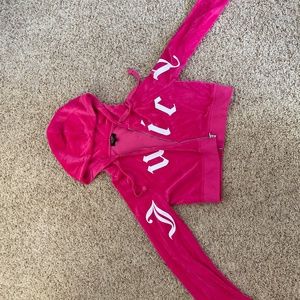 Juicy Couture black label fuchsia pink velvet hoodie